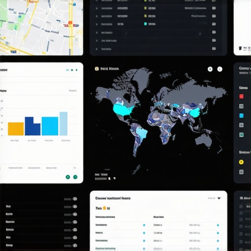 Screenshot of maps analytics dashboard showing data points, graphs, and maps for local SEO analysis