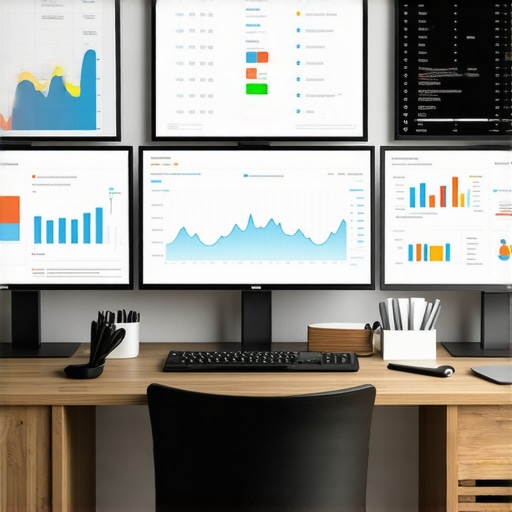 Advanced SEO Analytics Workspace A workspace with screens showing SEO dashboards and analytics reports for local SEO management.