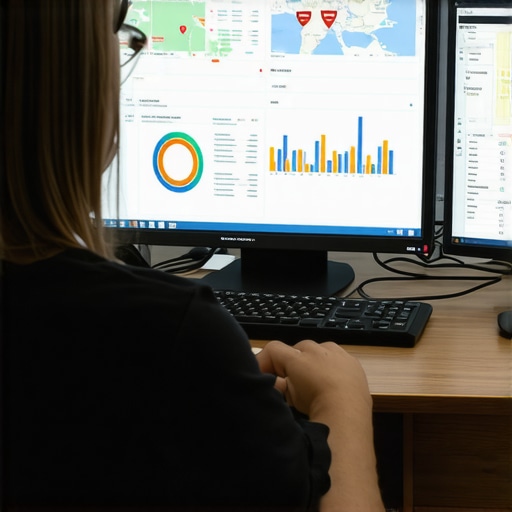 Person reviewing charts and maps on a computer for local SEO insights.