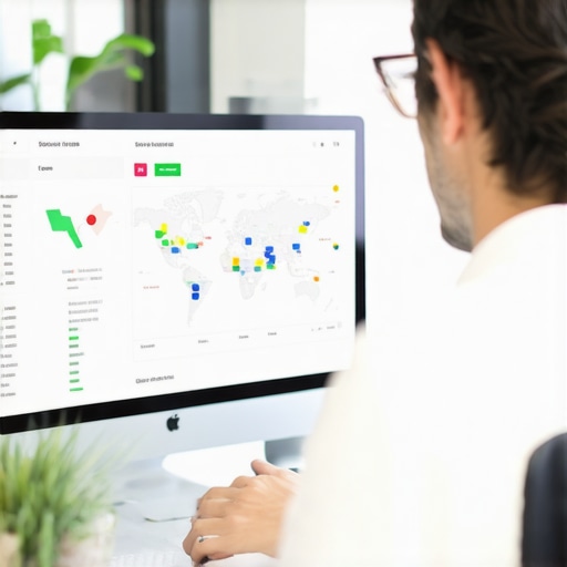 Business owner reviewing maps analytics charts on a computer screen