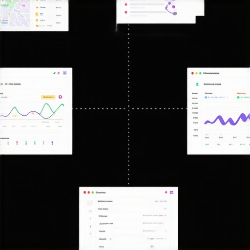 Comprehensive Local SEO Dashboard A colorful digital dashboard with charts and maps analytics indicating local search performance.