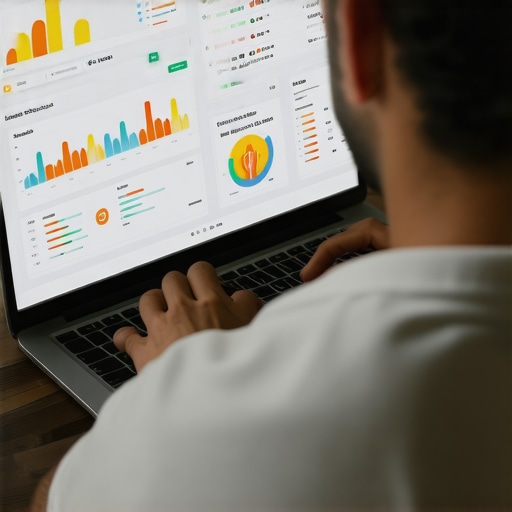 Person managing local SEO analytics on laptop with dashboards