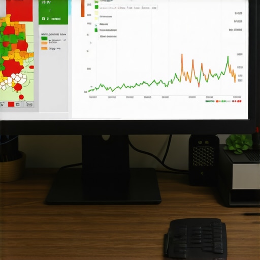 Optimized SEO Dashboard Workspace A digital workspace with SEO tools and analytics charts displayed on a computer monitor.