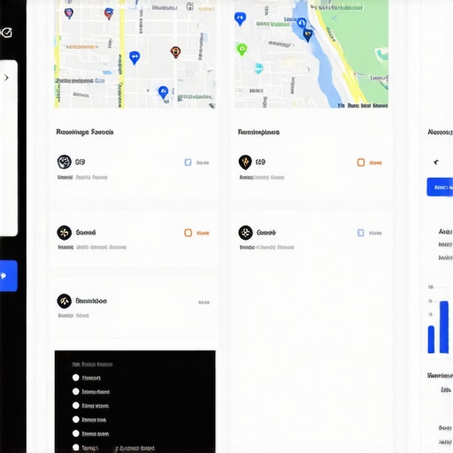Visual Map Analytics Dashboard A detailed digital dashboard displaying local SEO analytics including rankings, proximity gaps, and performance metrics.