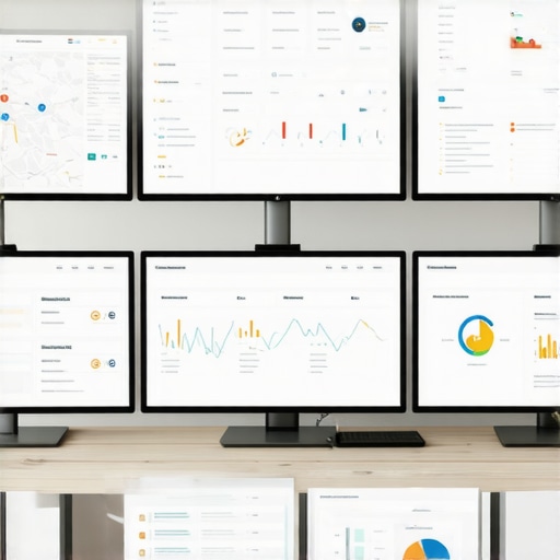 A person analyzing local SEO performance metrics on multiple screens