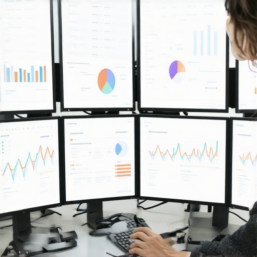 Person reviewing SEO dashboards and maps on computer screens, illustrating effective tool management.