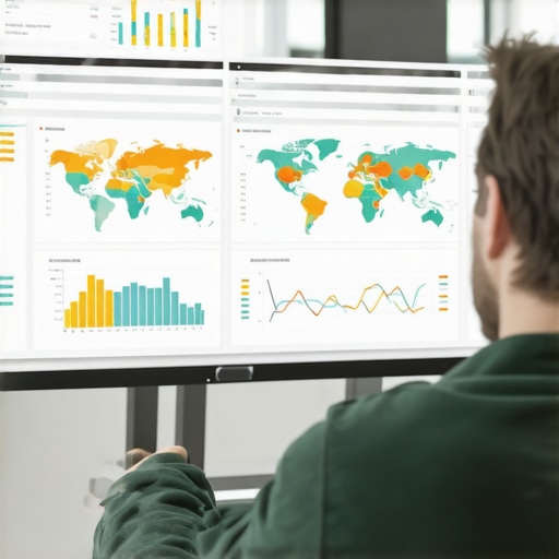 Analyzing Local SEO Data Dashboard Business analyst reviewing local SEO and Maps analytics on a computer monitor.